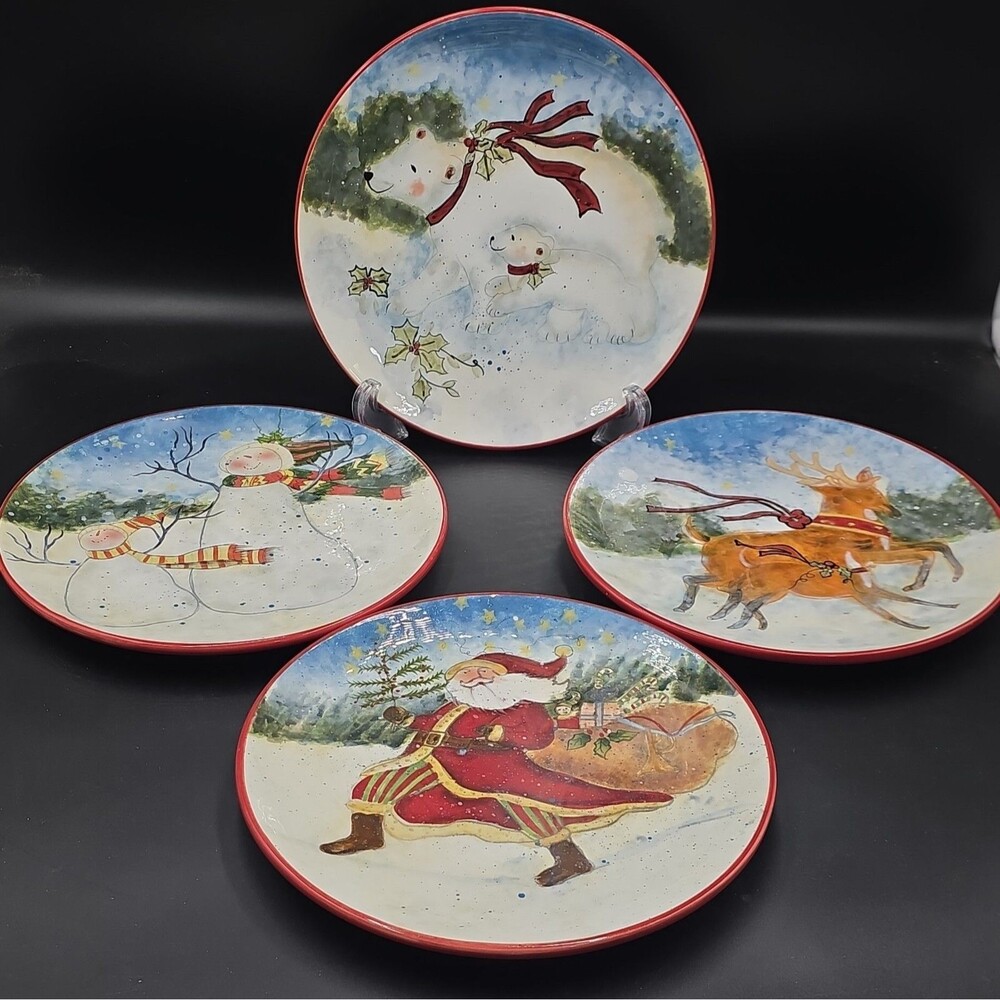 Susan Winget Enchanted Christmas Salad plates Certified International Set of 4